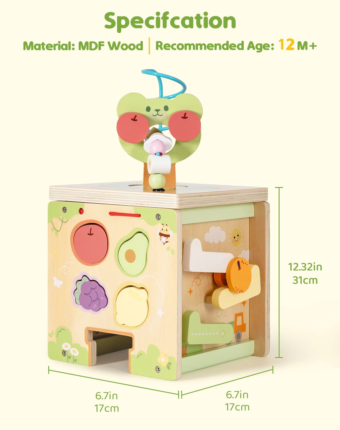Montessori Wooden Activity Cube