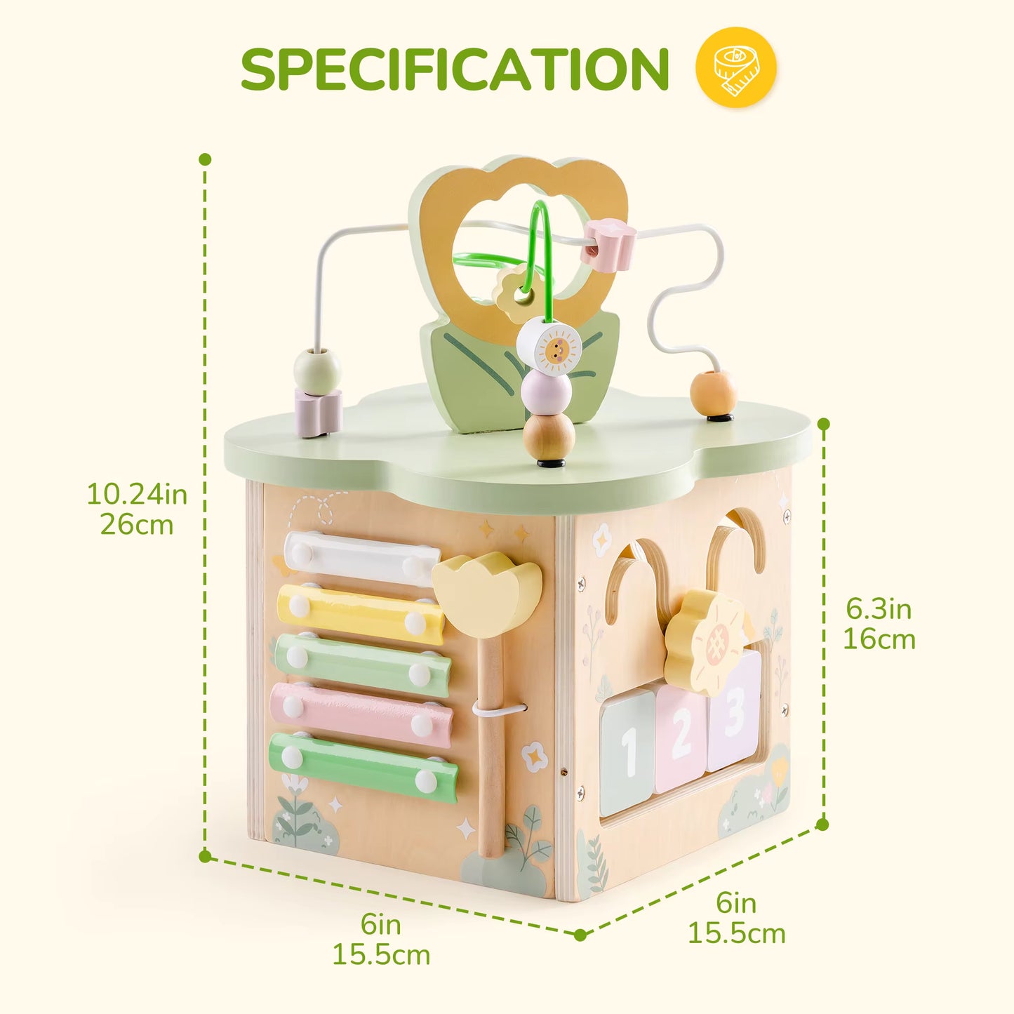 Montessori Wooden Activity Cube