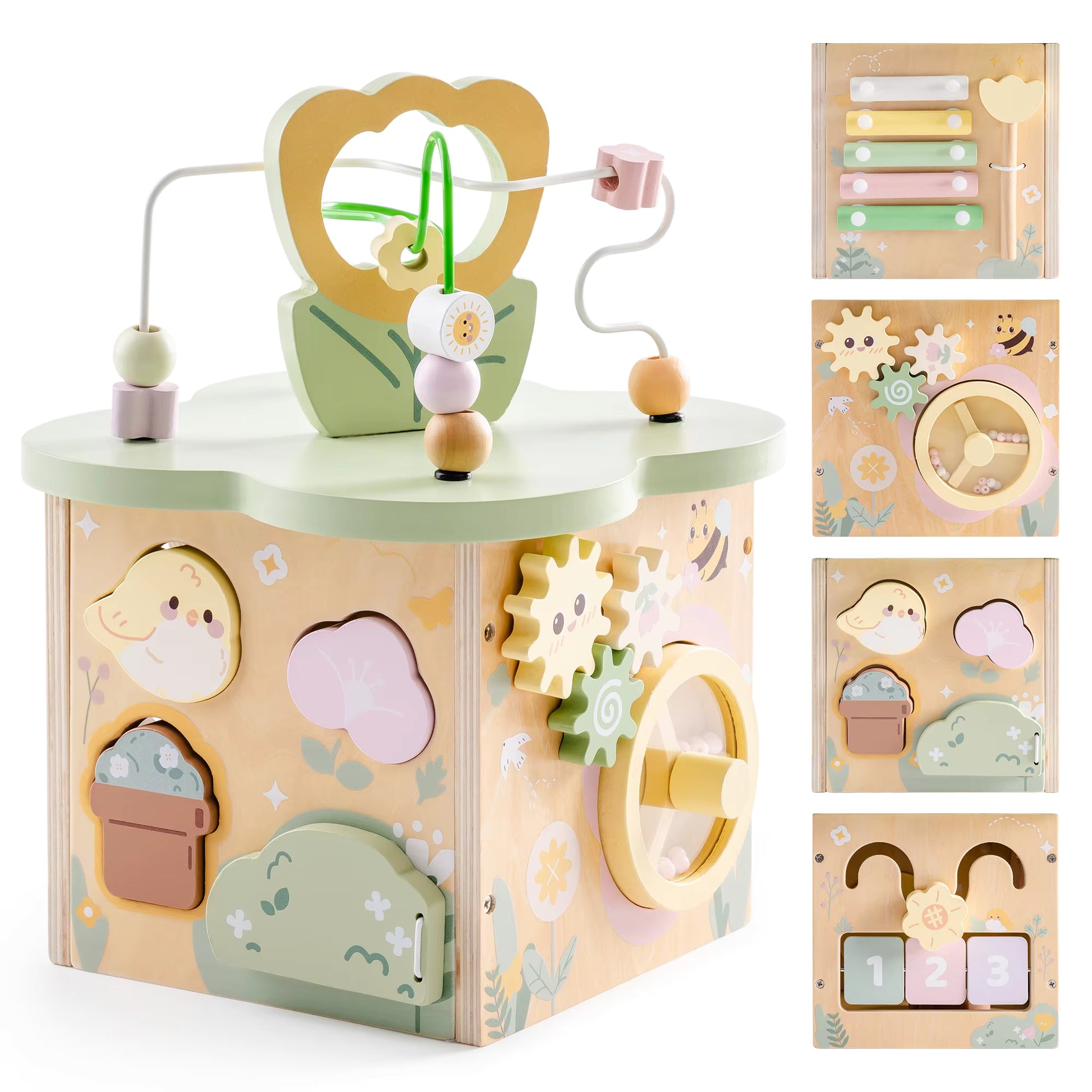 Montessori Wooden Activity Cube